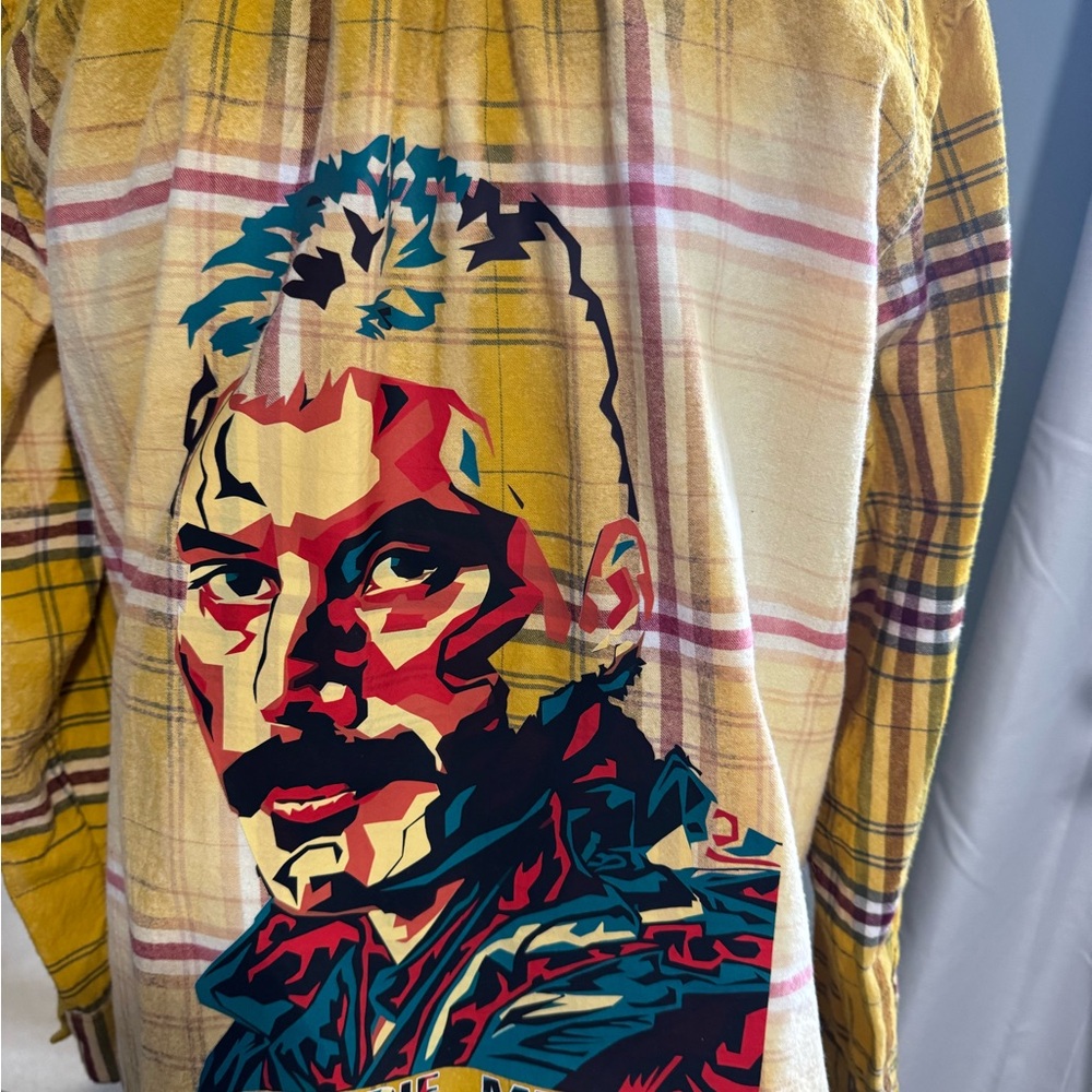 Yellow distressed flannel women's Freddy Mercury - Picture 4 of 6